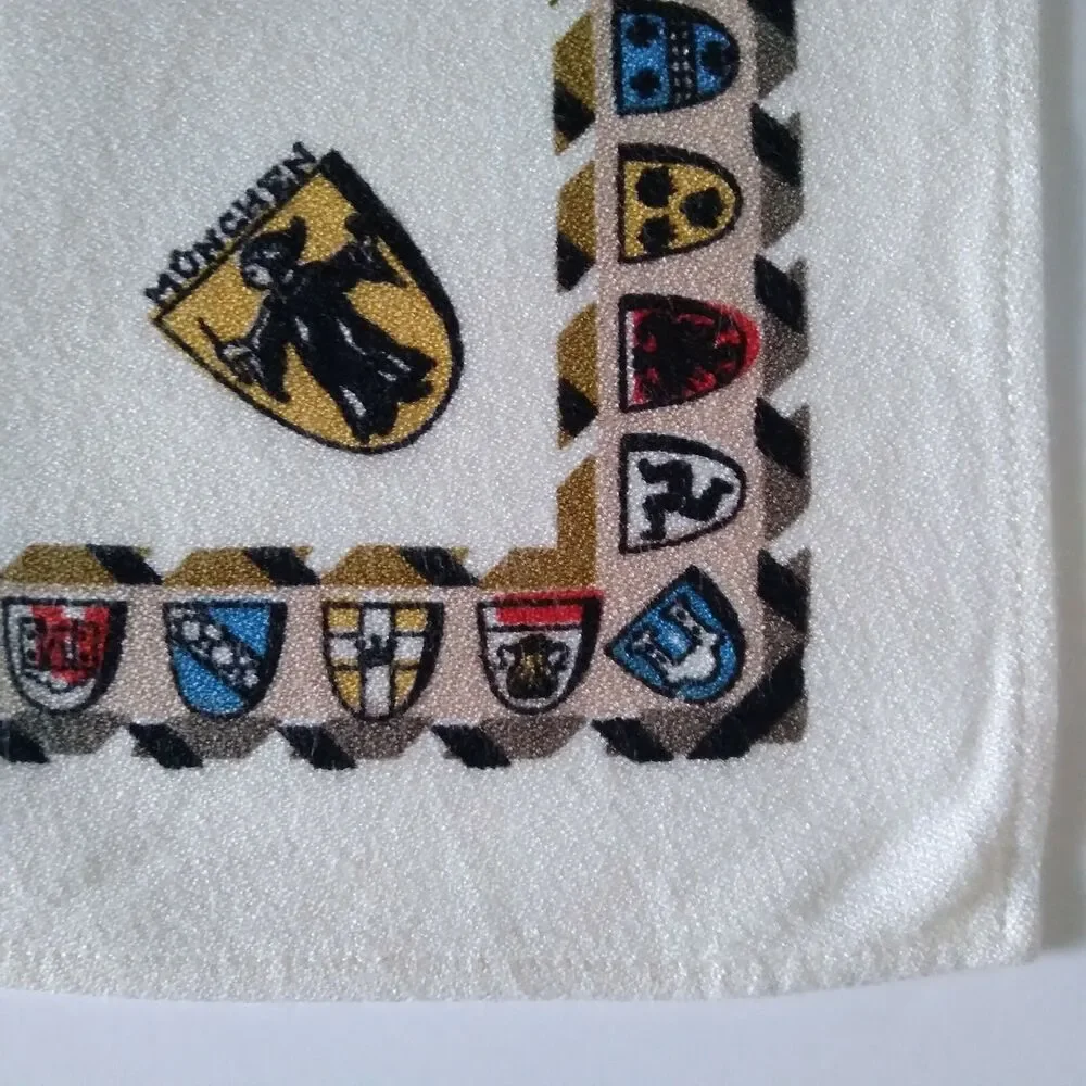 VIntage German Linen Napkin Set Coat Arms 6 Flag Crest Shield Cities Octoberfest